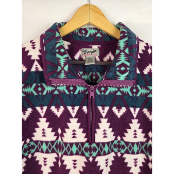 Wrangler Womens Sweatshirt Size Medium Purple Southwestern Aztec 1/4 Zip Fleece - Picture 2 of 13